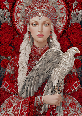 Slavic Queen with Eagle Portrait