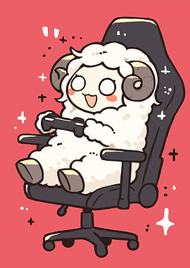 Cute Sheep Gamer in Chair