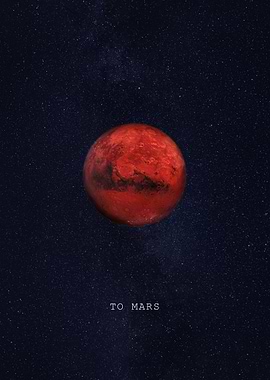 Mars in Starry Space with Text