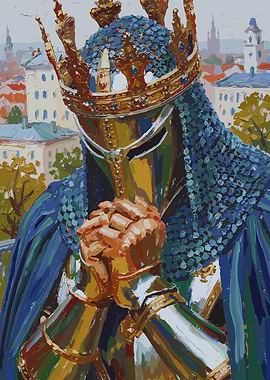Knight in Armor with Crown Painting