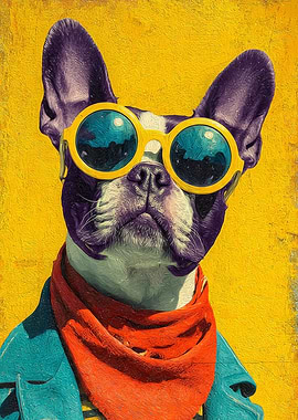Cool Dog with Sunglasses and Scarf