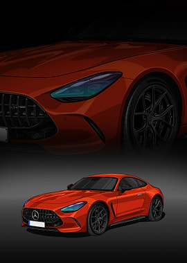Orange Mercedes-AMG GT Coupe Illustration