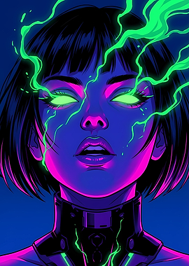 Cyberpunk Girl with Glowing Eyes