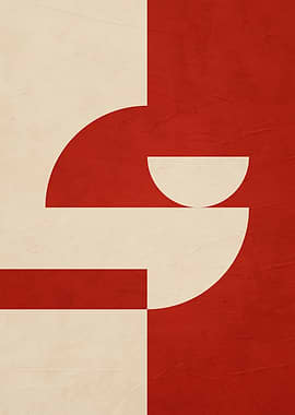 Abstract Red and Beige Geometric Art