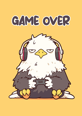 Cartoon Eagle Gamer Game Over
