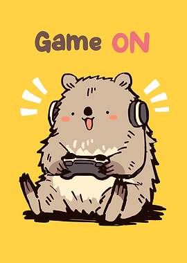 Cute Gaming Quokka Cartoon Illustration