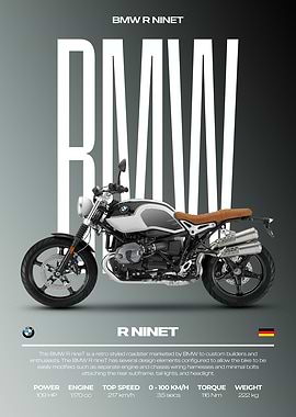 BMW R NineT Motorcycle Poster