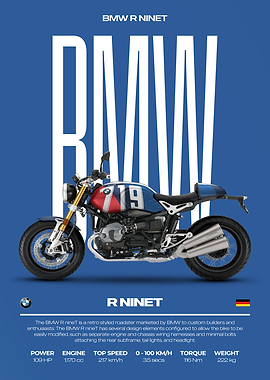BMW R NineT Motorcycle Poster