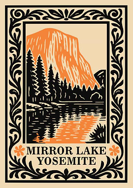 Mirror Lake Yosemite Illustration