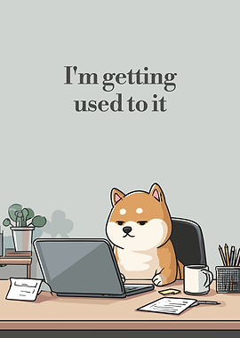 Dog Working From Home Cartoon