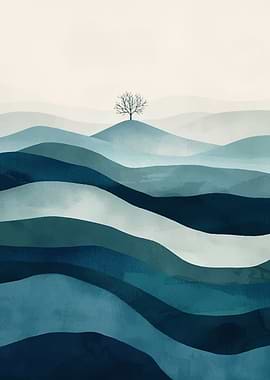 Blue Hills and Solitary Tree