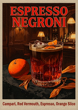 Retro Espresso Negroni Cocktail Still Life