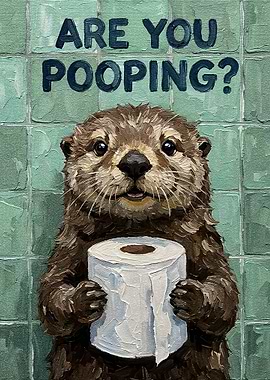Otter with Toilet Paper Painting