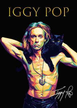 Iggy Pop with Black Cat Portrait