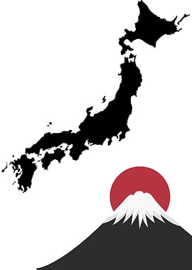 Japan Map with Mount Fuji
