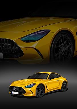 Yellow Mercedes-AMG SL Illustration