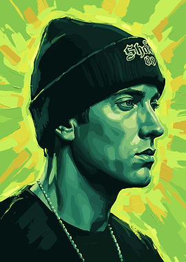 Eminem Portrait with Green Palette