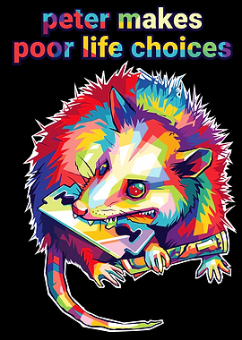 Opossum with Razor Blade Pop Art