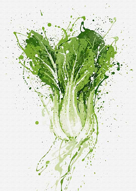 Bok Choy Watercolor Art