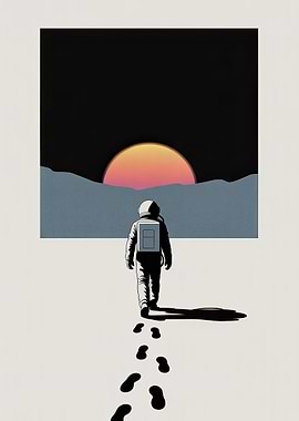 Astronaut Walking on Lunar Surface