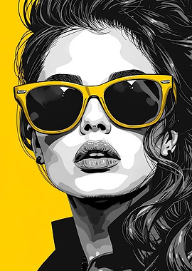 Woman with Yellow Sunglasses Pop Art