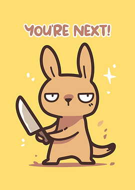 Cartoon Rabbit with Knife: You're Next!