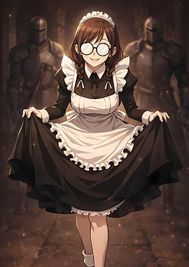 Fantasy Anime Maid Wall Art – Cute Medieval Character Illustration