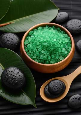 Spa Still Life with Green Salt