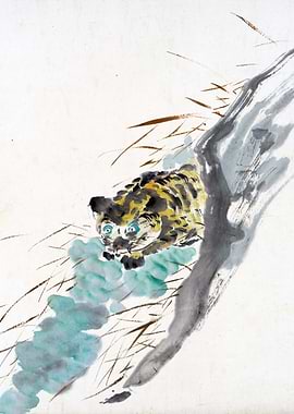 Reclining Tiger Chinese Painting