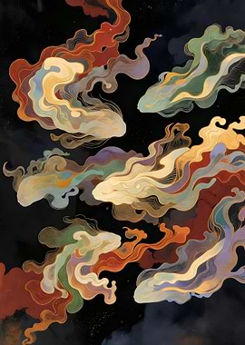 Abstract Colorful Clouds on Dark Background