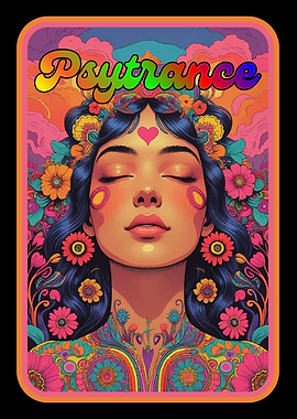 Psytrance Woman with Flowers Trance Festival