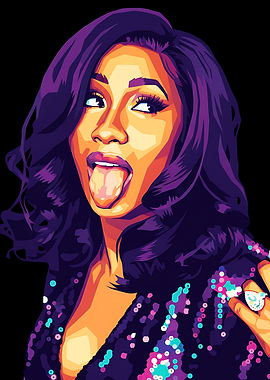 Cardi B Pop Art Portrait