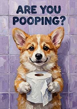 Corgi with Toilet Paper Painting