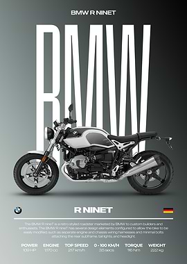 BMW R NineT Motorcycle Poster