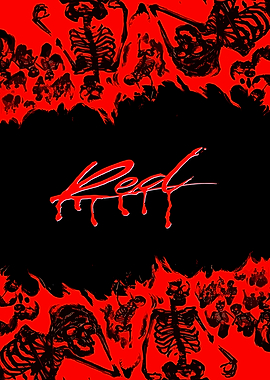 Red and Black Skeleton Graphic