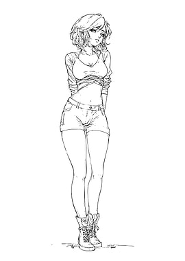 Anime Girl in Shorts and Boots