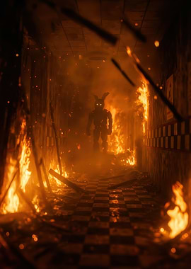 Burning Hallway with Springtrap