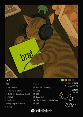 Cat with Headphones Album Cover Art