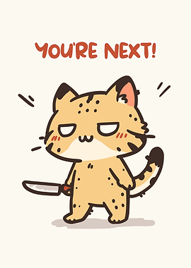 Cartoon Cat with Knife: You're Next!
