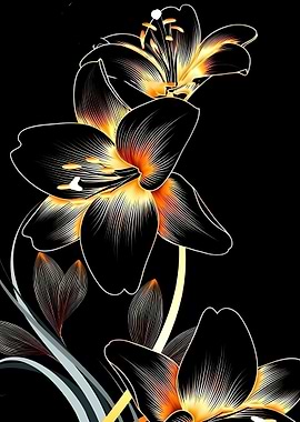 Elegant Black and Gold Floral Design