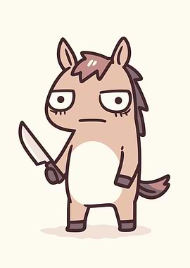 Cartoon Horse with Knife
