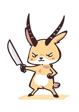 Cartoon Gazelle with Knife