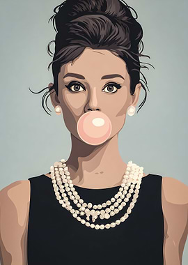 Audrey Hepburn Bubble Gum Portrait