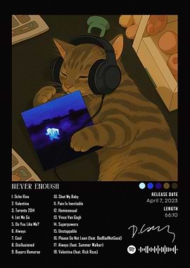 Cat with Headphones Album Cover Art