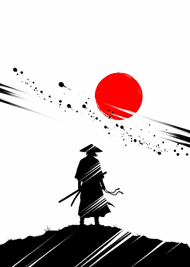 A Samurai with Red Sun