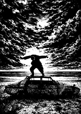 Black and White Car Silhouette