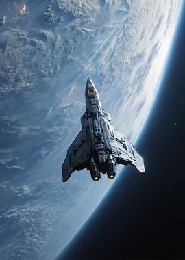 Spaceship over Earth