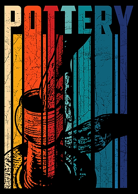 Pottery Retro Poster, Ceramic Art Wall Print, Vintage Pottery Wheel Studio Decor