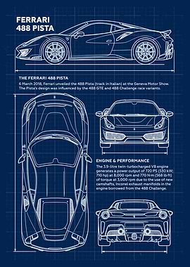 Ferrari 488 Pista Blueprint