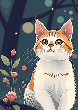 Cute Cat in the Forest